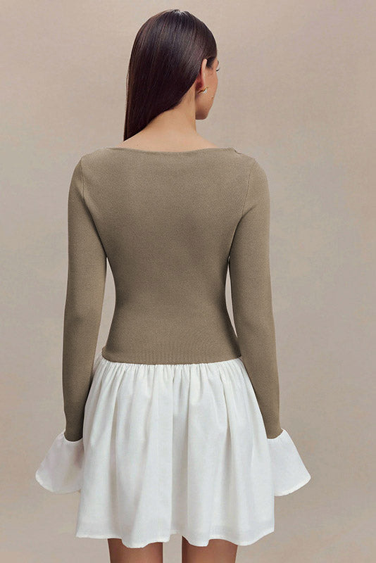 Candice Balloon Sleeves Knit Mini-Length Dress