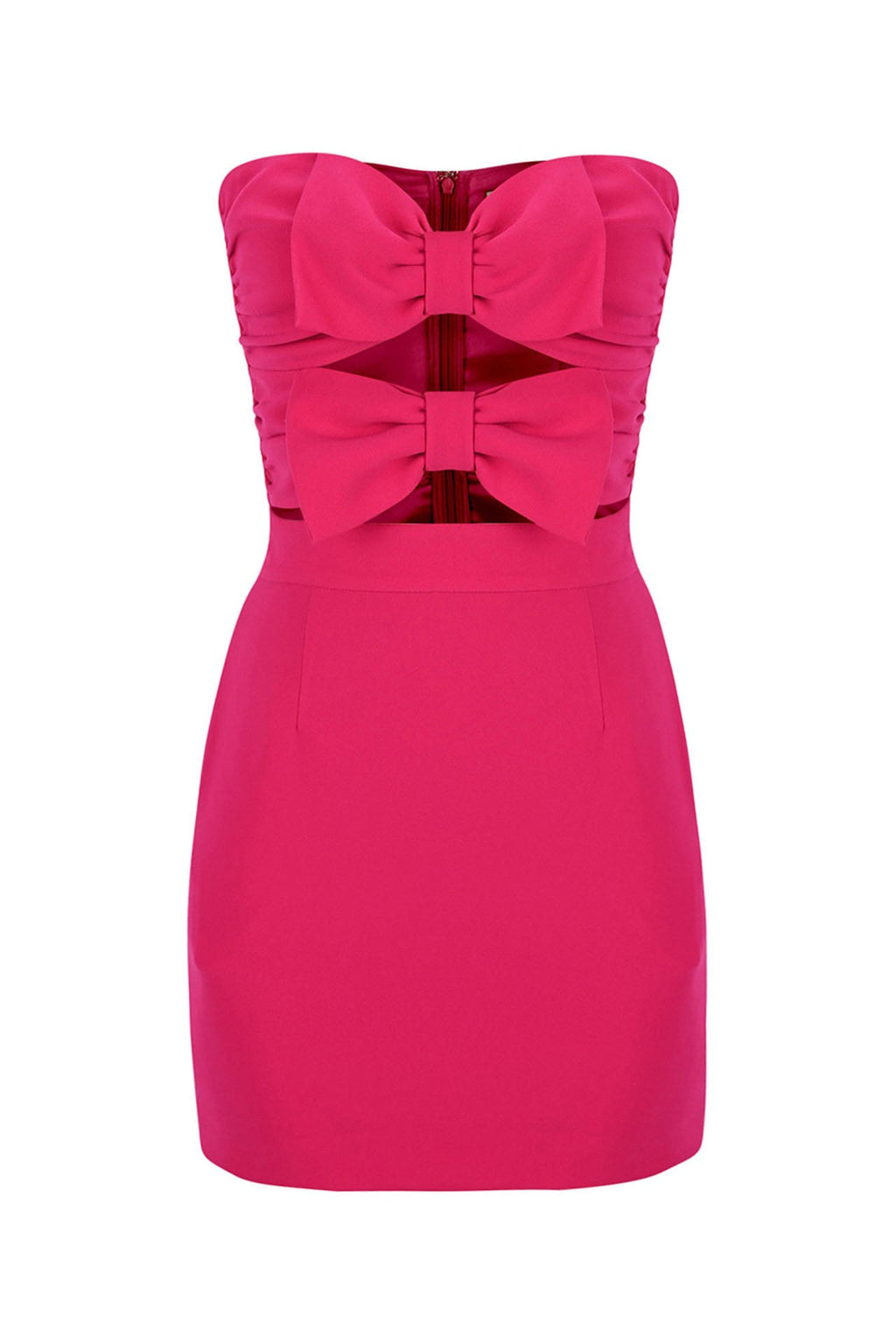 Fuchsia Bow Cut-Out Mini-Length Dress