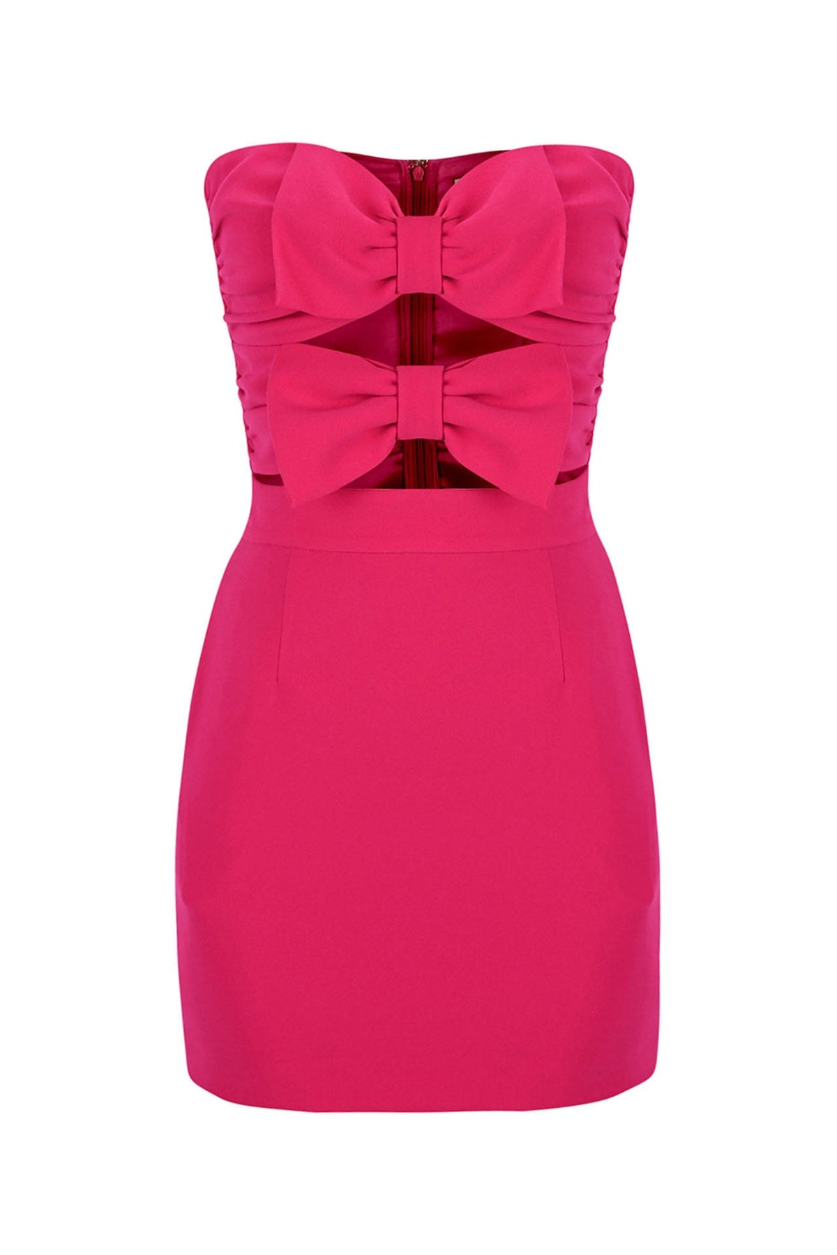 Fuchsia Bow Cut-Out Mini-Length Dress