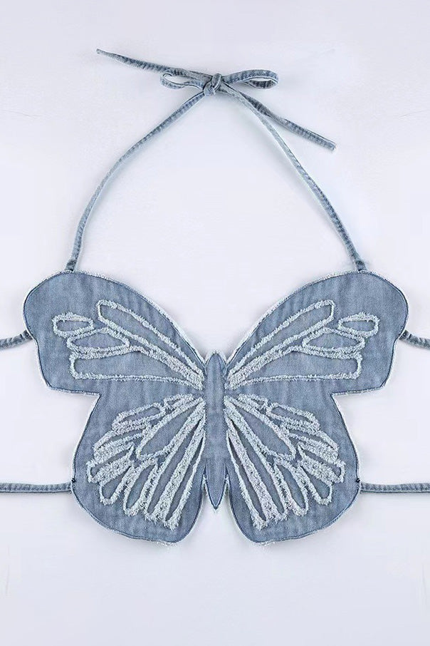 Modern Butterfly Halter Crop Top