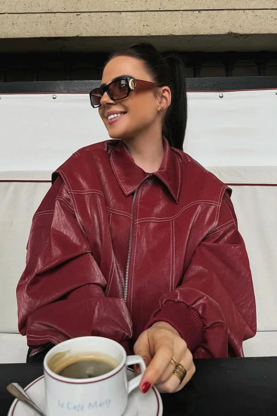 Relaxed Street Solid Patchwork Zipper Turndown Collar Outerwear