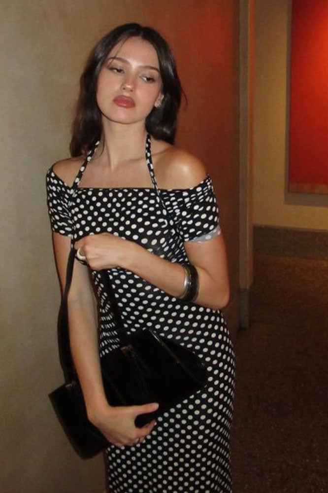 Spring Summer Polka Dot Women's Midi-Length Dress