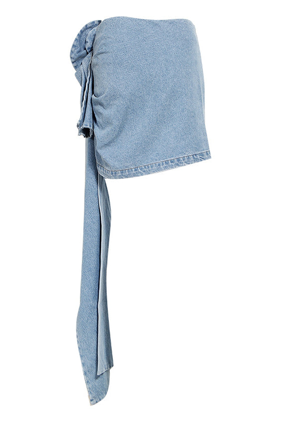 Modern Denim Mini Skirt With 3D Roses