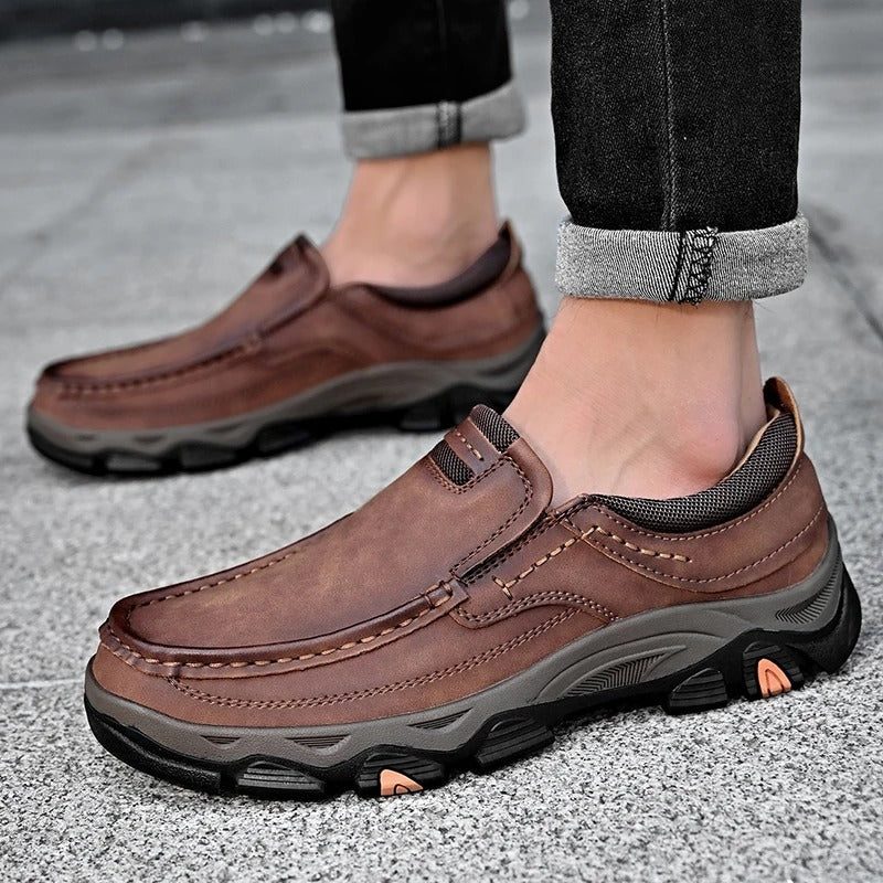Cowhide Leather Loafers with Cushioned Insole