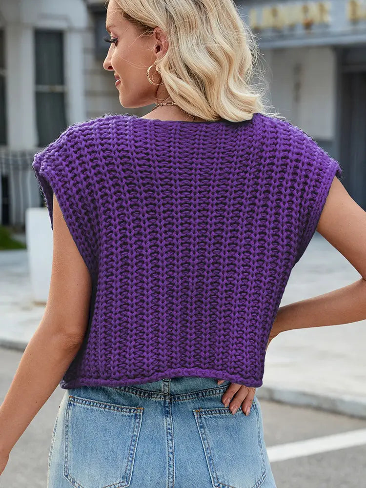 Vest with V-Neck and Button Closure