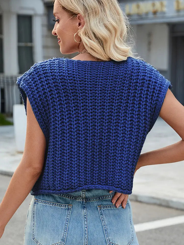 Vest with V-Neck and Button Closure
