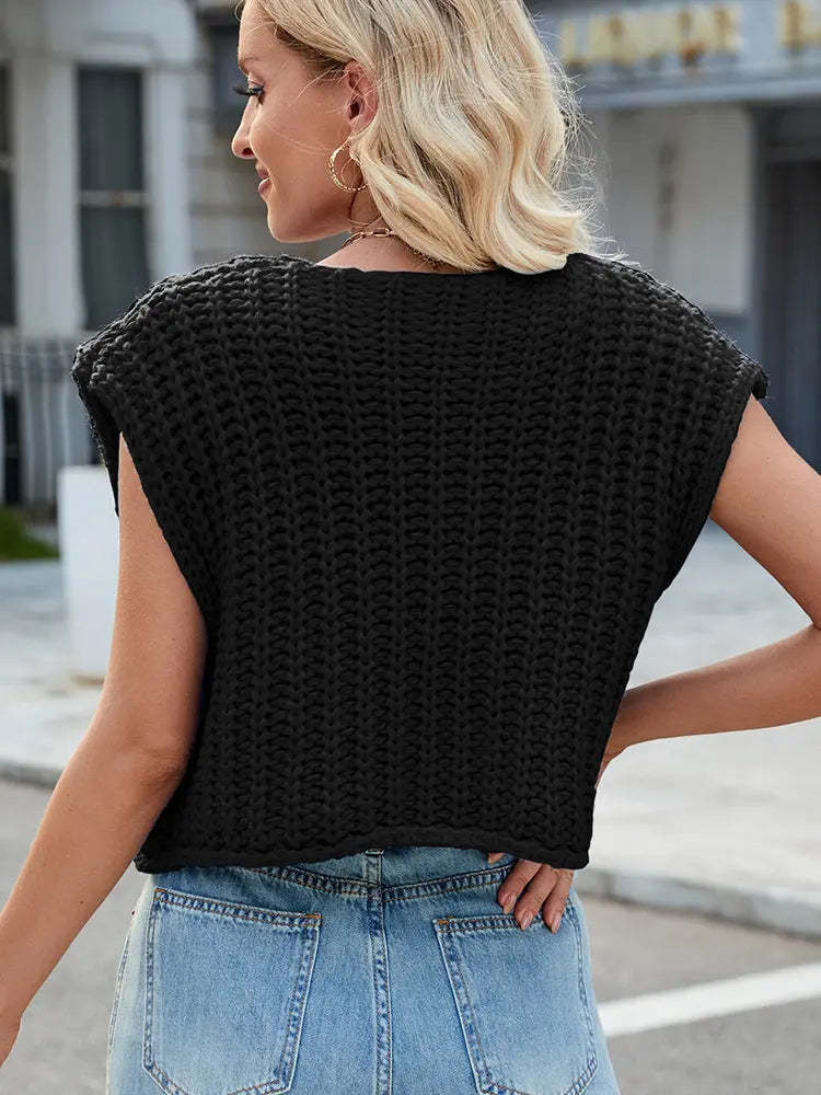 Vest with V-Neck and Button Closure