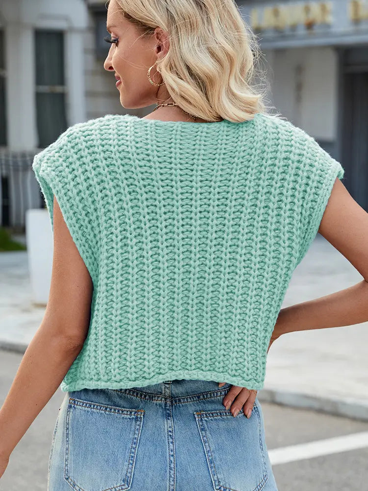 Vest with V-Neck and Button Closure