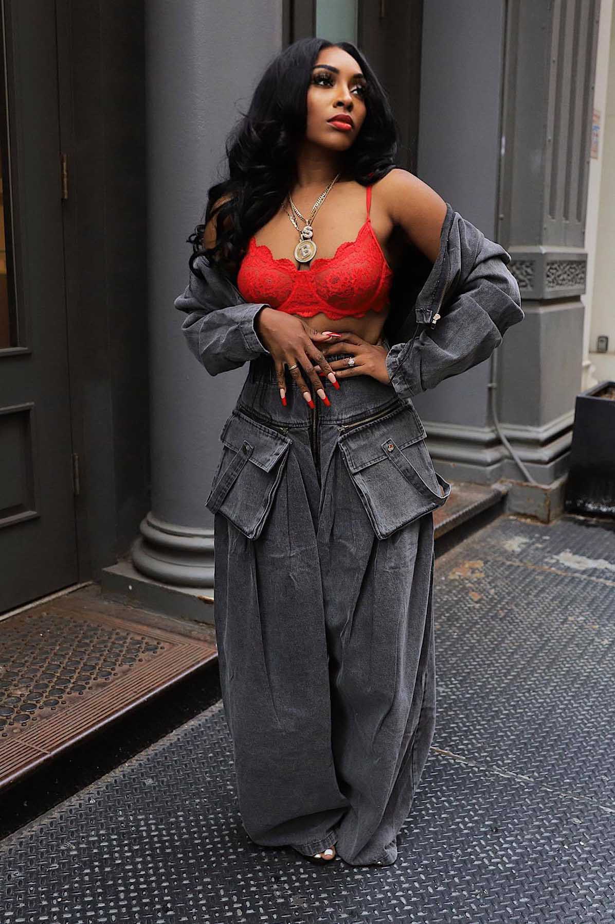 Retro Wide-Leg Denim Two-Piece