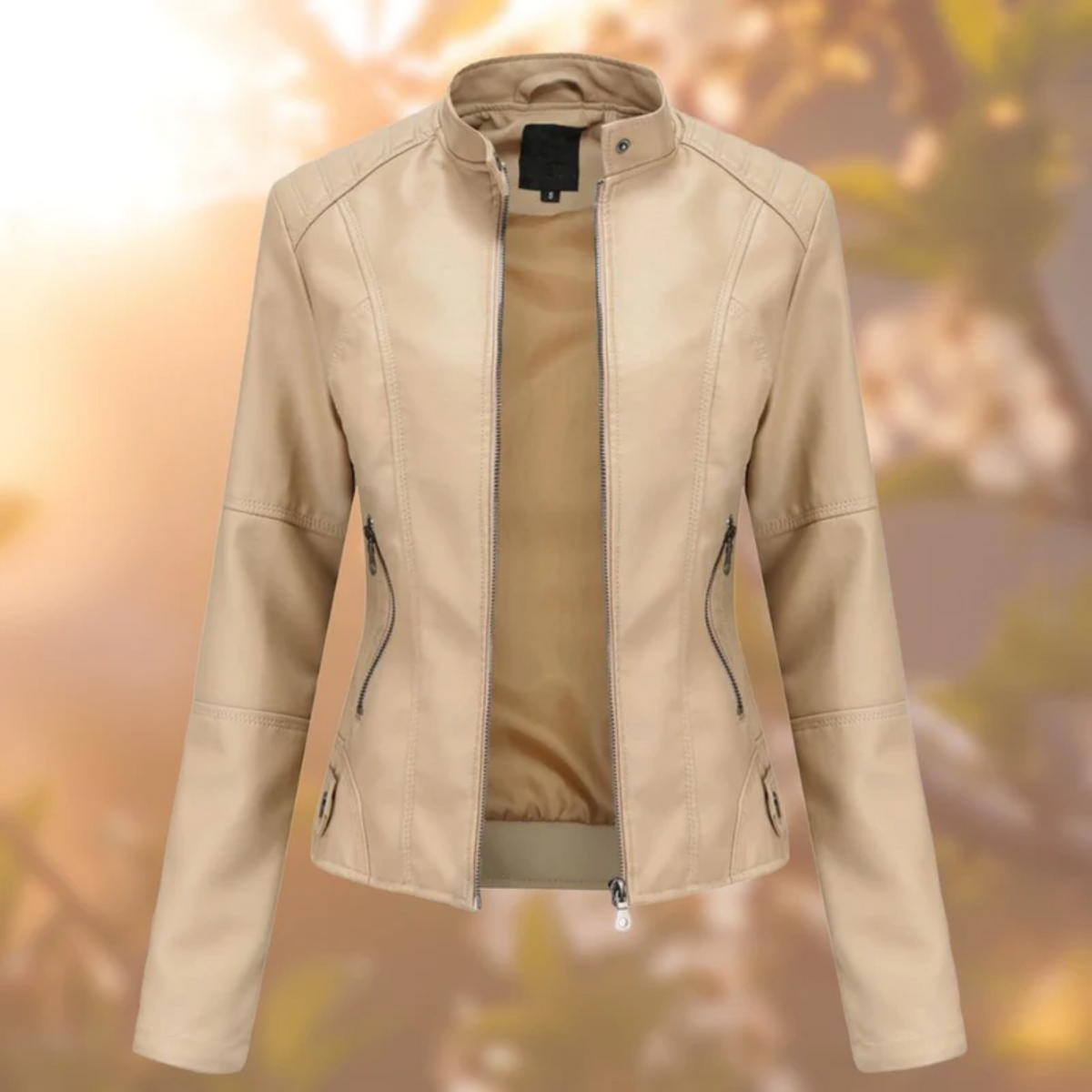Comfortable Leather Jacket with Long Sleeves