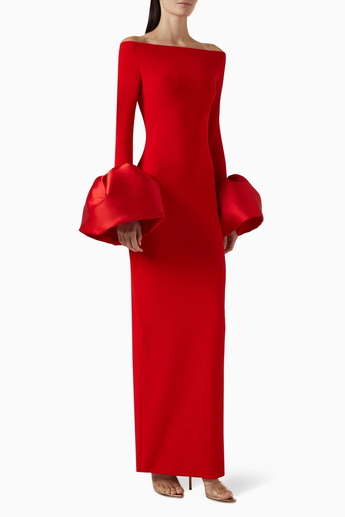 Solid Lantern Sleeve Dress