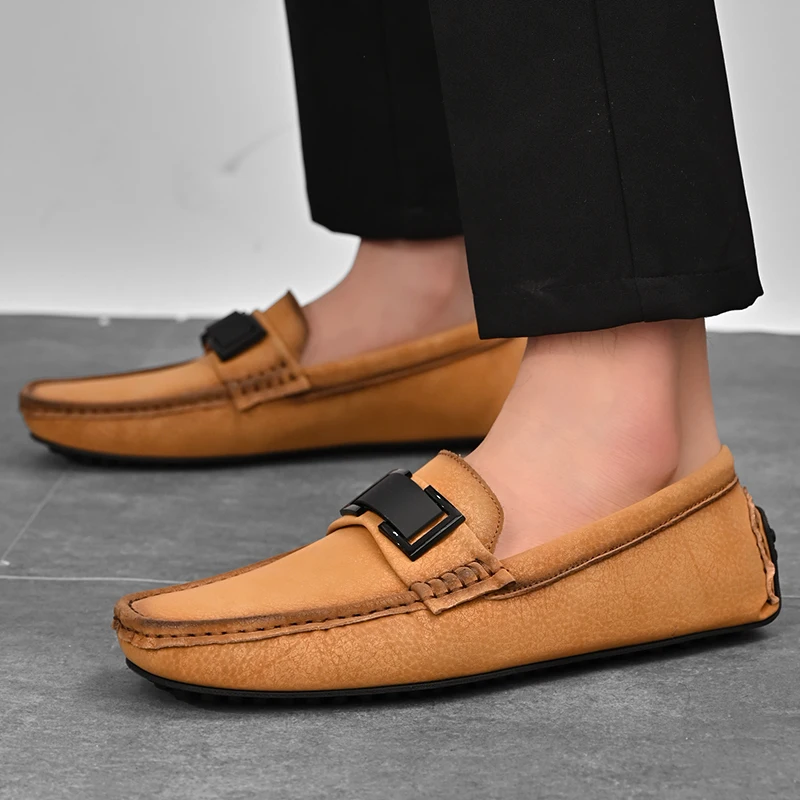 Leather Loafers with Cushioned Insole