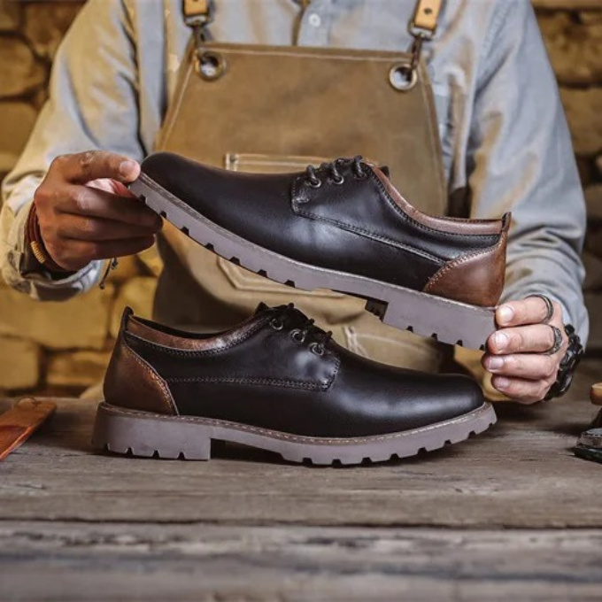 Casual Polished Leather Oxford Shoes