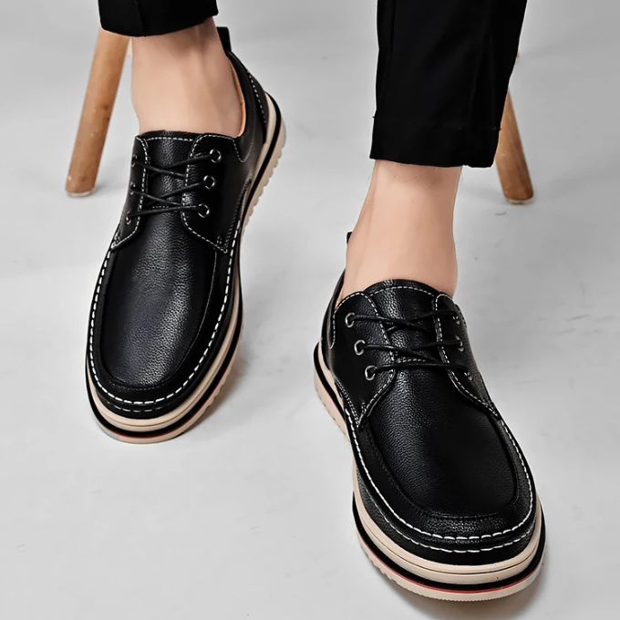 Leather Derby Shoes with Contrast Stitching