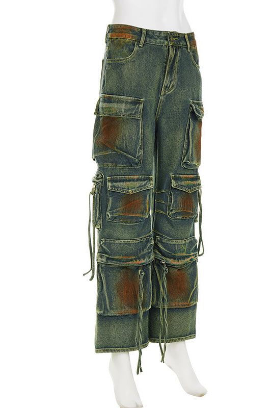 Trendy Contrast Denim Trousers