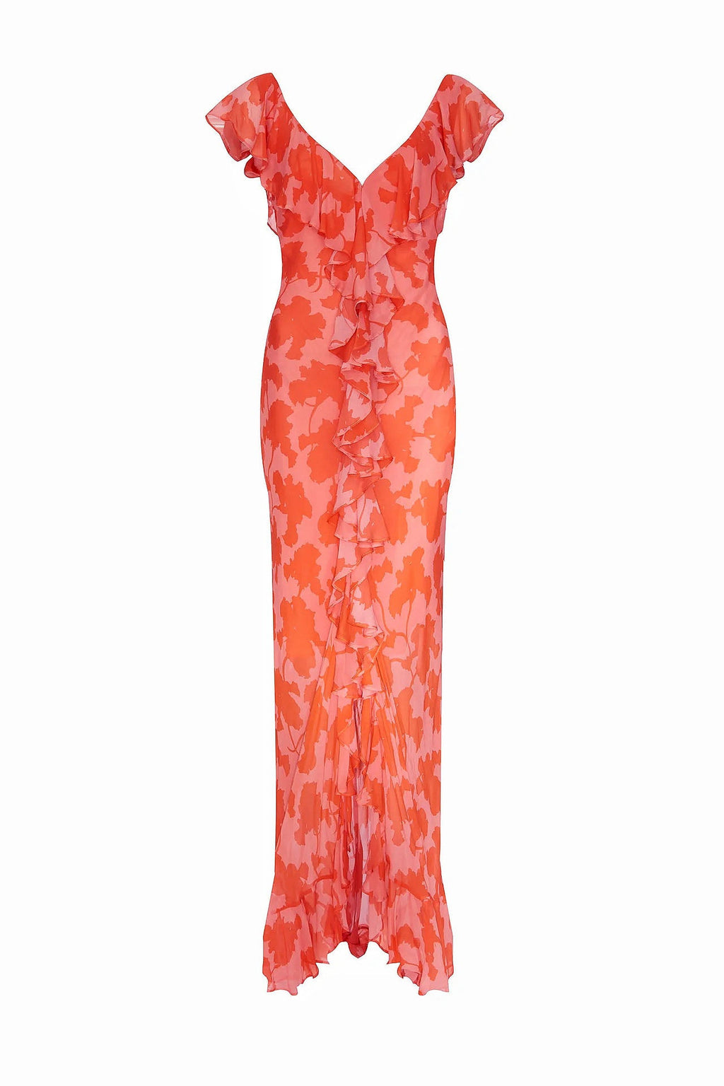 Sunlight Lotus-Chiffon Ruffled Maxi-Length Dress