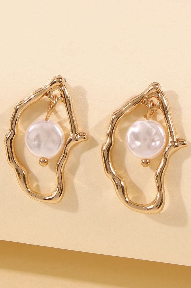 Statement Oyster Pearl - Irregular - Shaped Drop Earrings