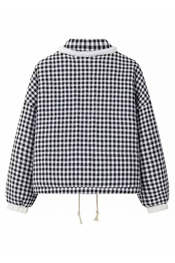 Modern Plaid Pink Heart Pocket Jacket