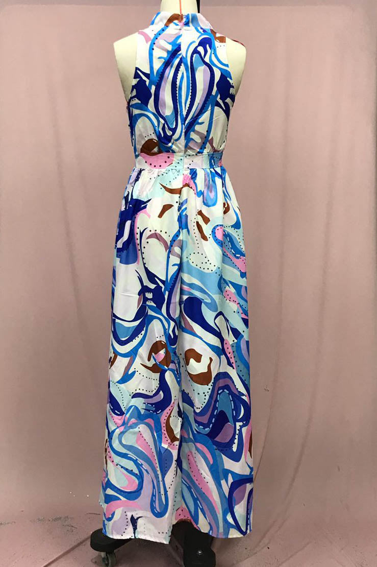 French Style Flower Chiffon Maxi-Length Dress