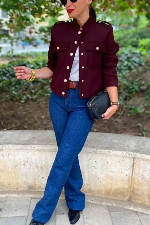 Modern Structured Mock-Neck Mini Jacket
