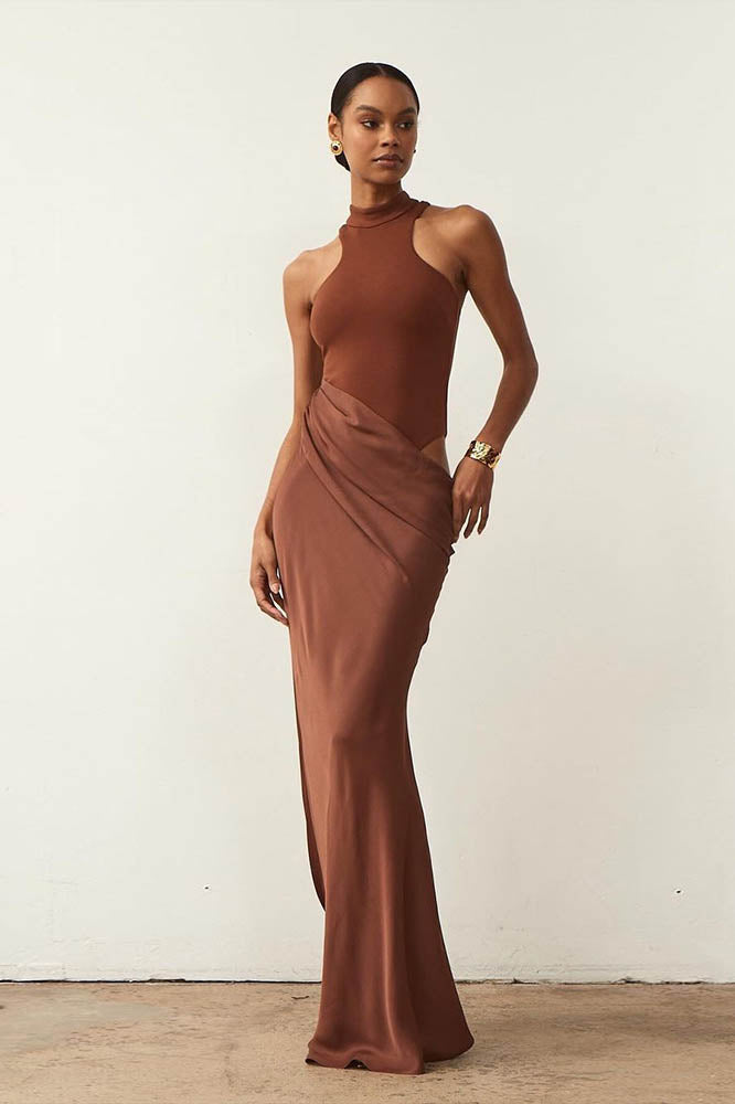 Panelled Cut-Out Fitted Dress