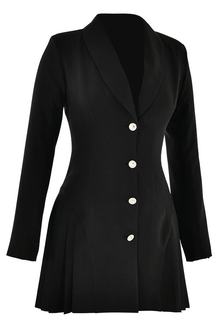 Ins Style Deep V Single-Breasted Blazer Mini-Length Dress