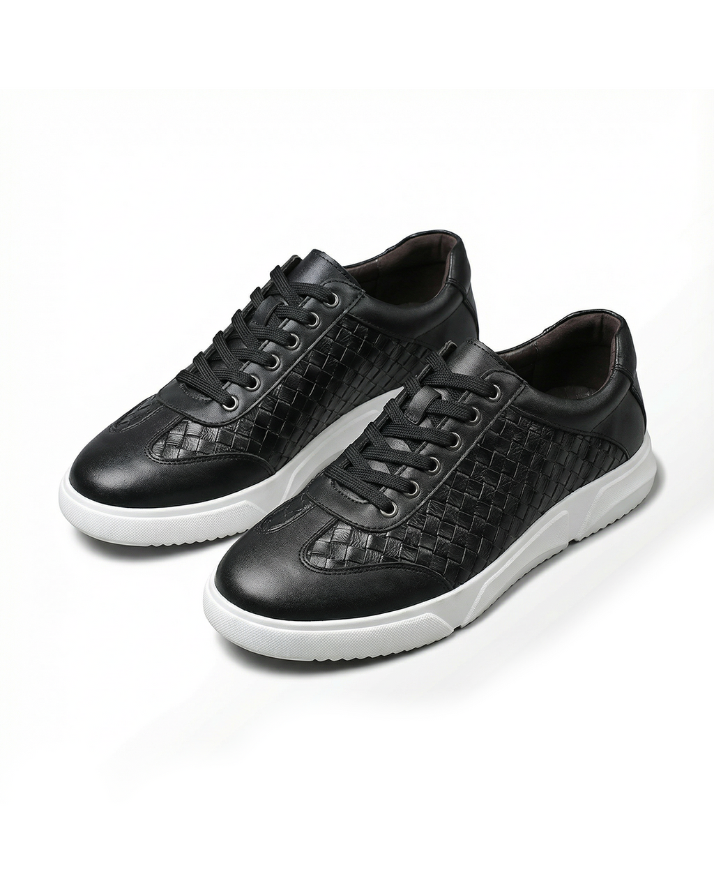 Vegan Leather Sneakers with Cushioned Insole and Checkered Detail