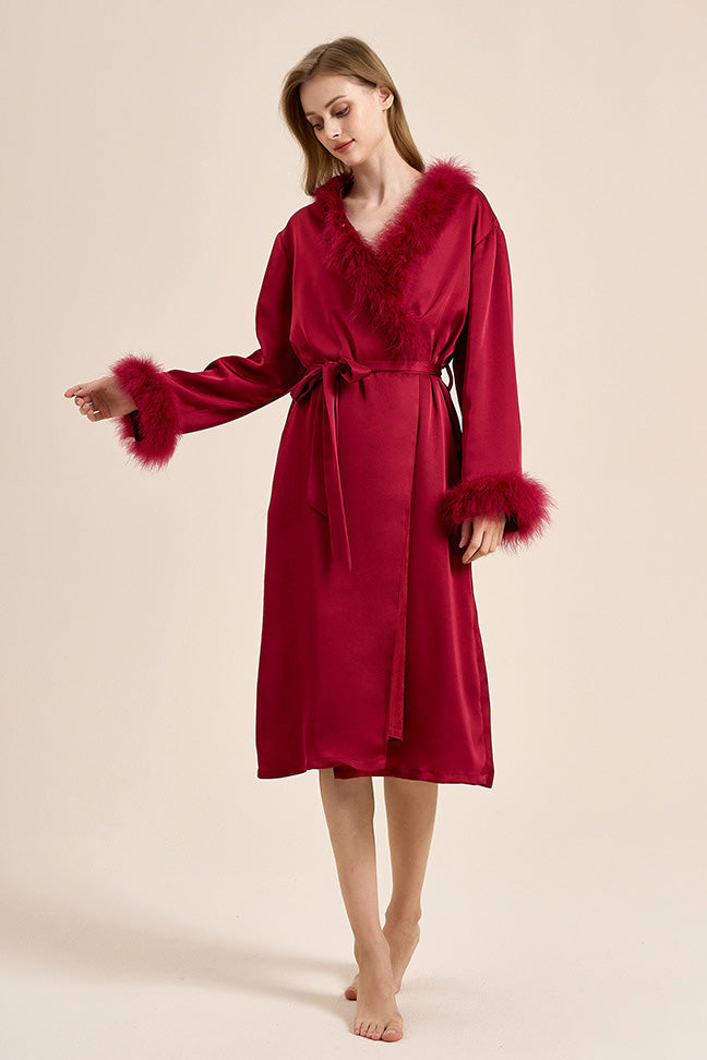 Modern Bettie Page Lilac Feather Robe