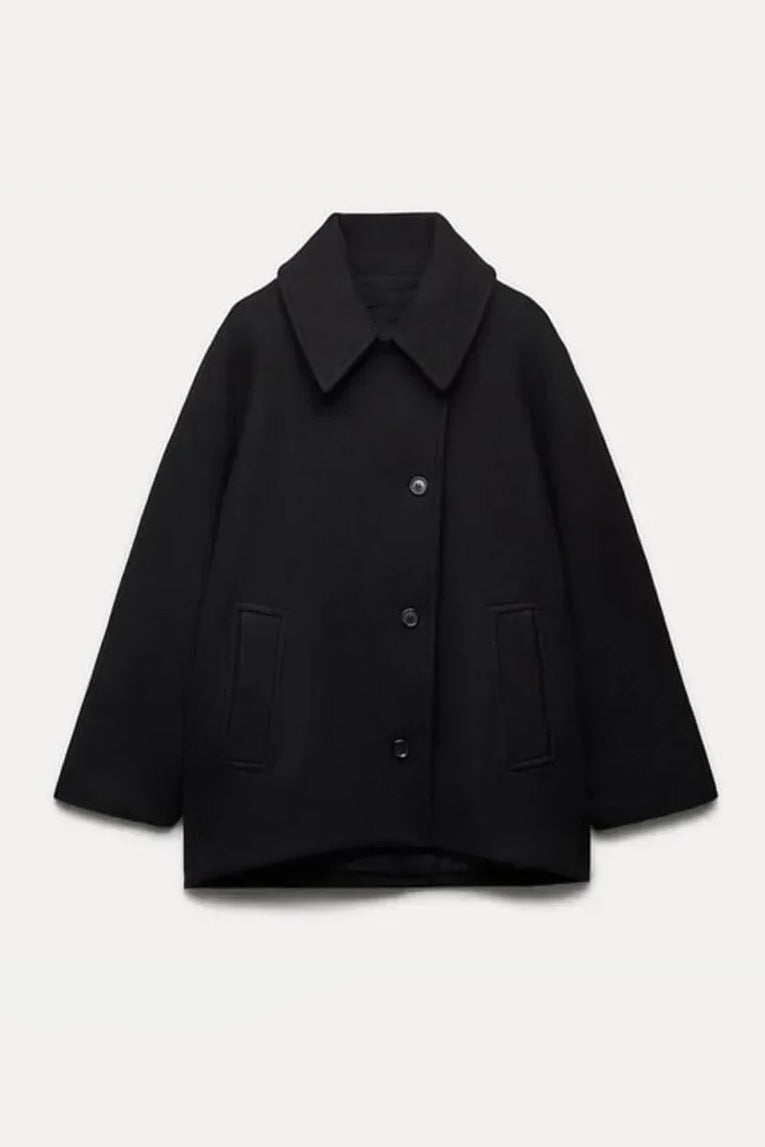 Modern Quiet Luxury Asymmetric Cape Coat