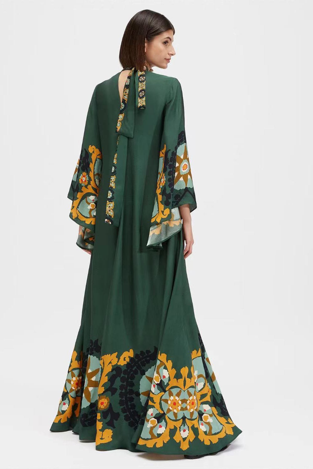 Magnifico Patterned Maxi-Length Dress-Green