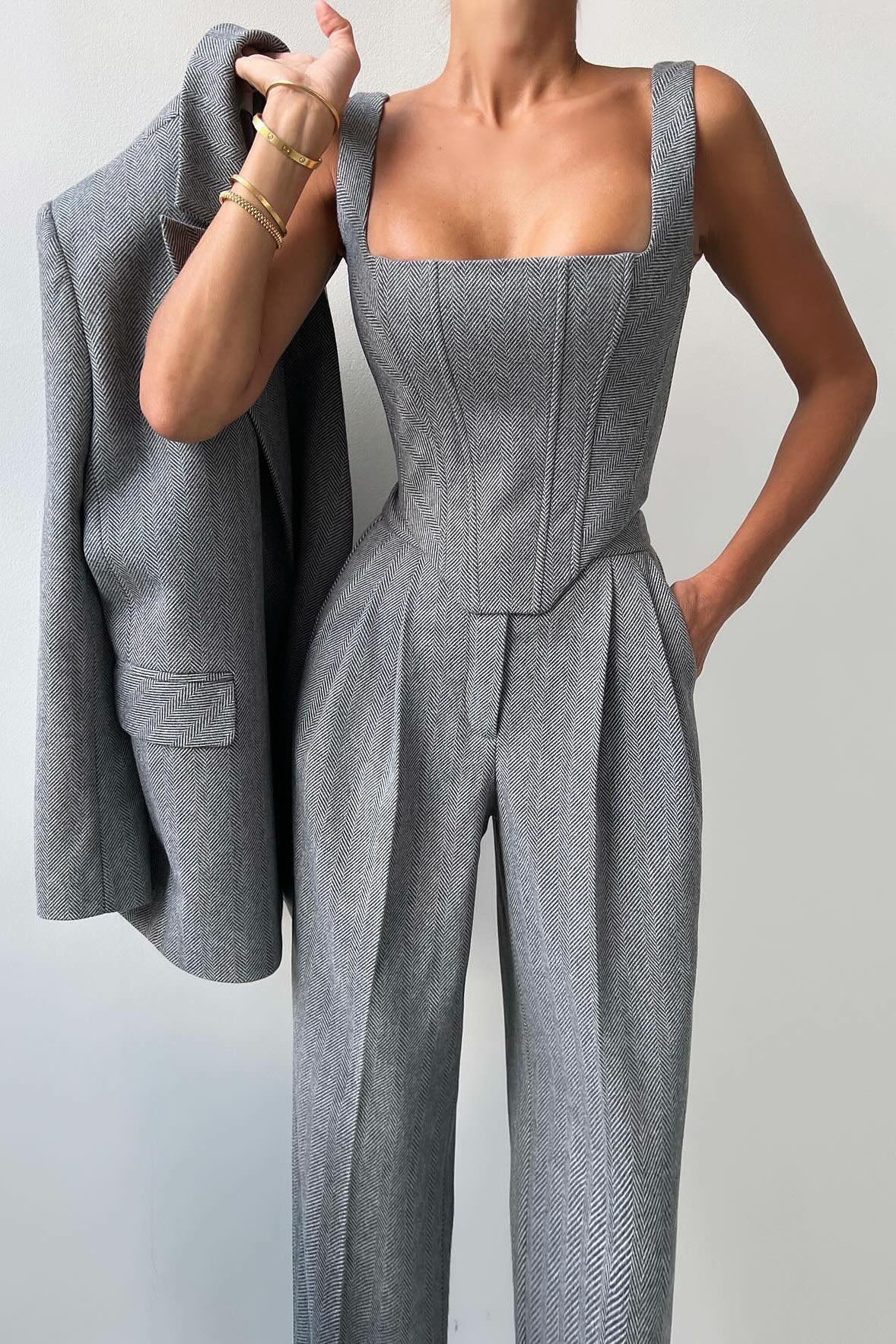 Modern Professional Belted Suit