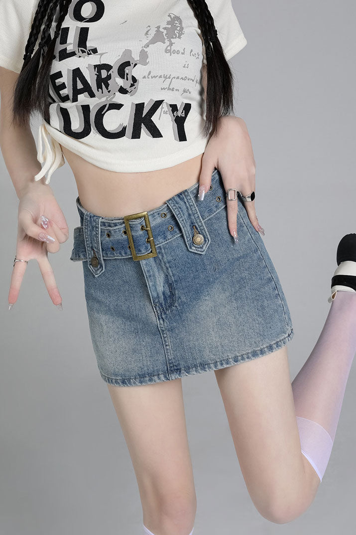 Modern Retro Hot Girl Denim Skirt