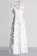 Ruffled hem Solid long dress