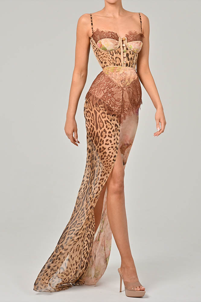 Whispers of the Wild - Waist-Tied Maxi-Length Dress