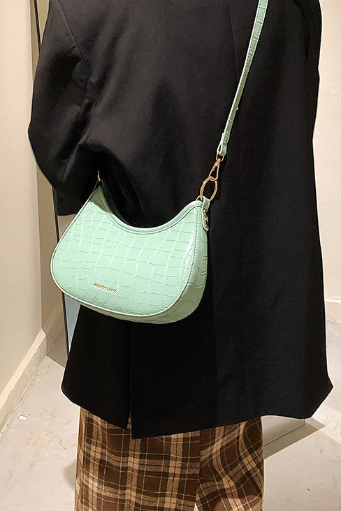 Modern Black Croc Mini Hobo Bag