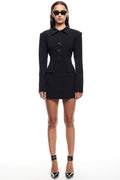 French Style Long Sleeve Blazer Mini-Length Dress