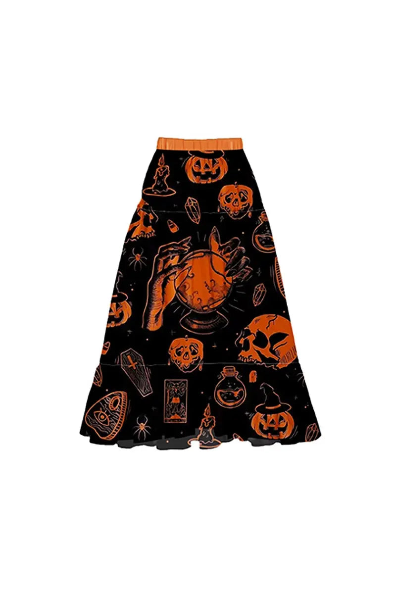 Halloween Pumpkin Skull Print Two-Piece Bikini