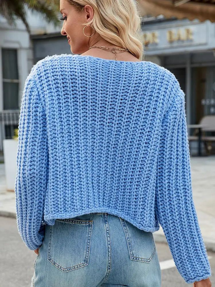 Lightweight Cardigan with V-Neck and Button Closure
