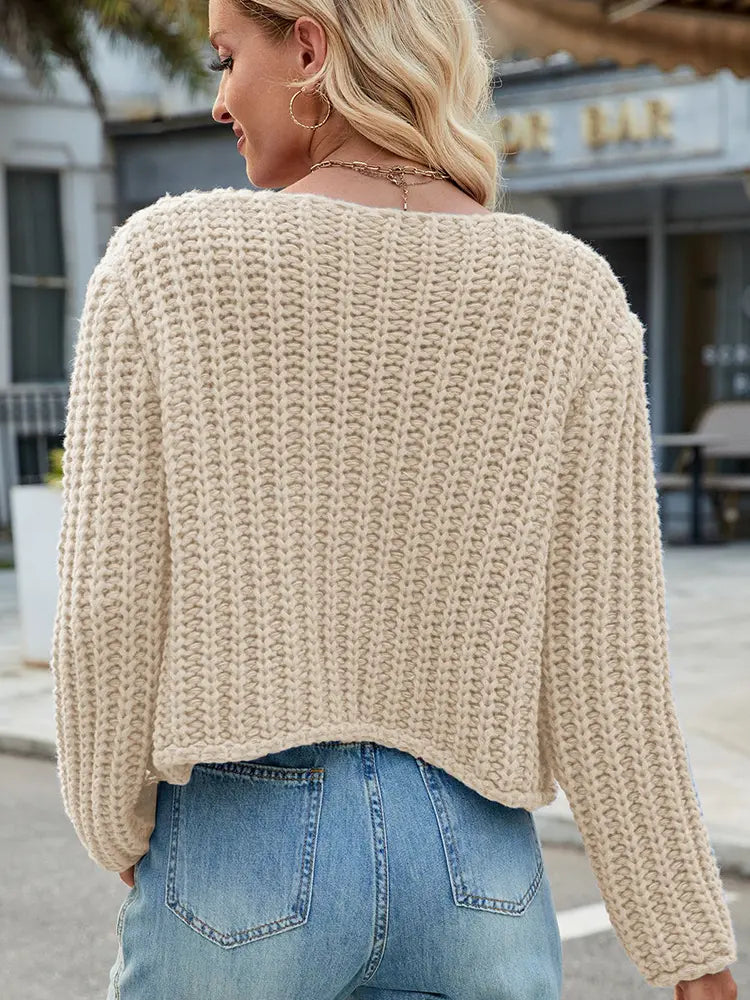 Lightweight Cardigan with V-Neck and Button Closure