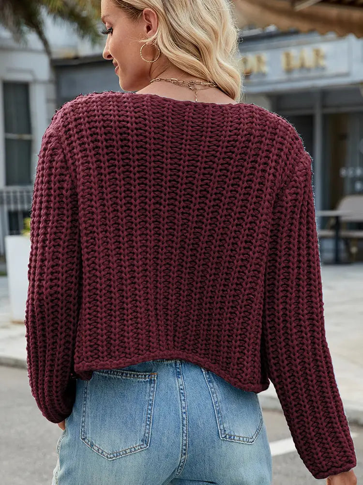 Lightweight Cardigan with V-Neck and Button Closure