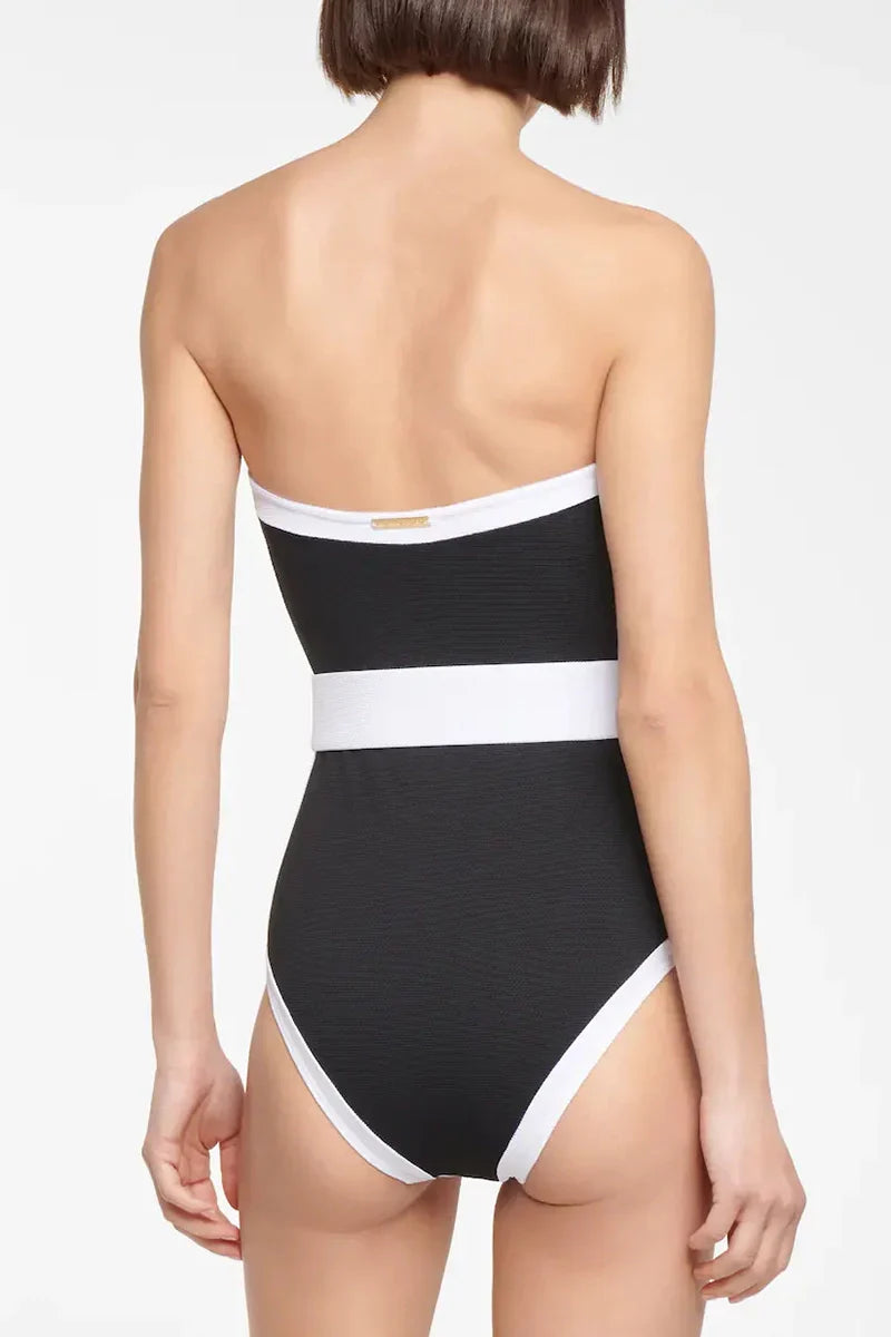 Modern Black White Contrast Luxe Resort Swimsuit
