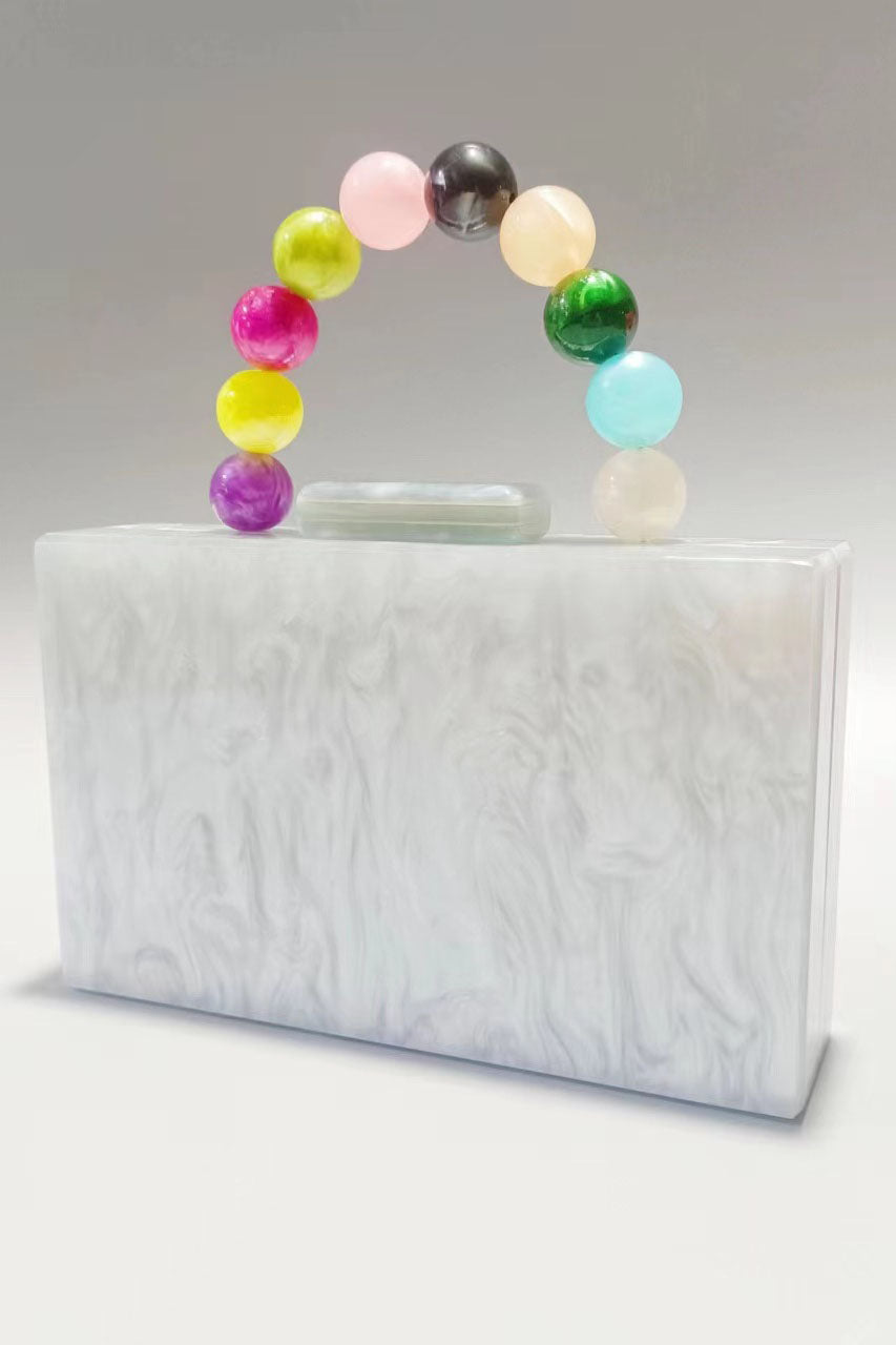 Modern Beaded Chain Marbling Handbag