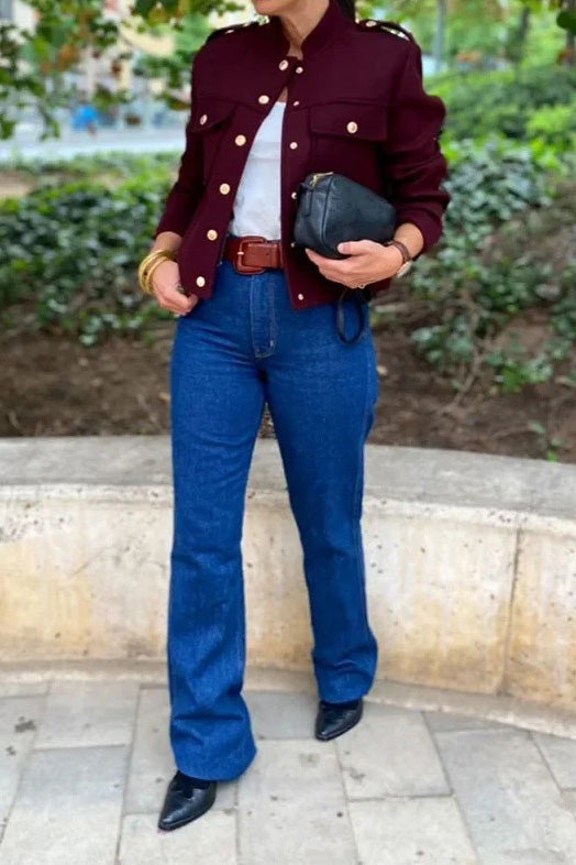 Modern Structured Mock-Neck Mini Jacket