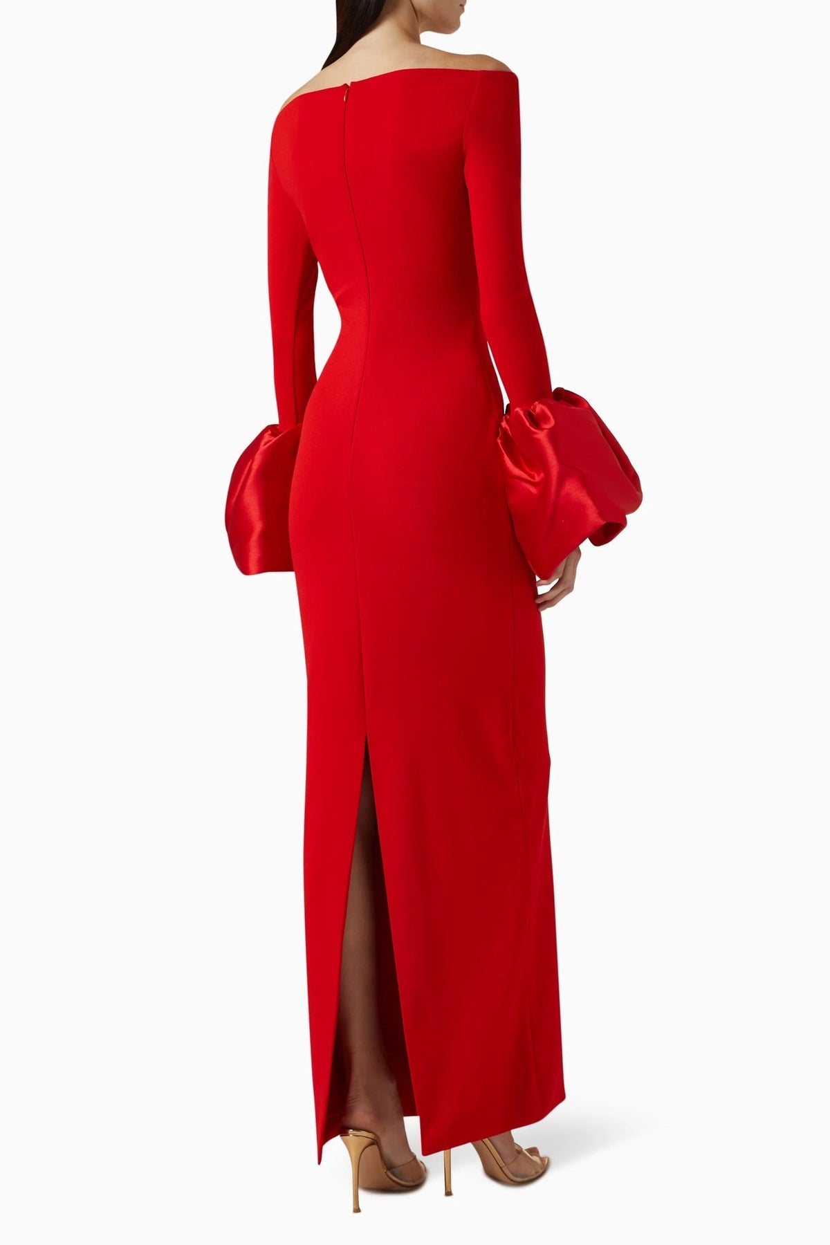 Solid Lantern Sleeve Dress