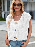 Vest with V-Neck and Button Closure