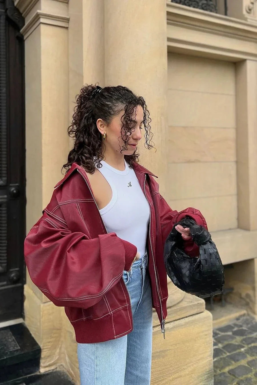 Relaxed Street Solid Patchwork Zipper Turndown Collar Outerwear
