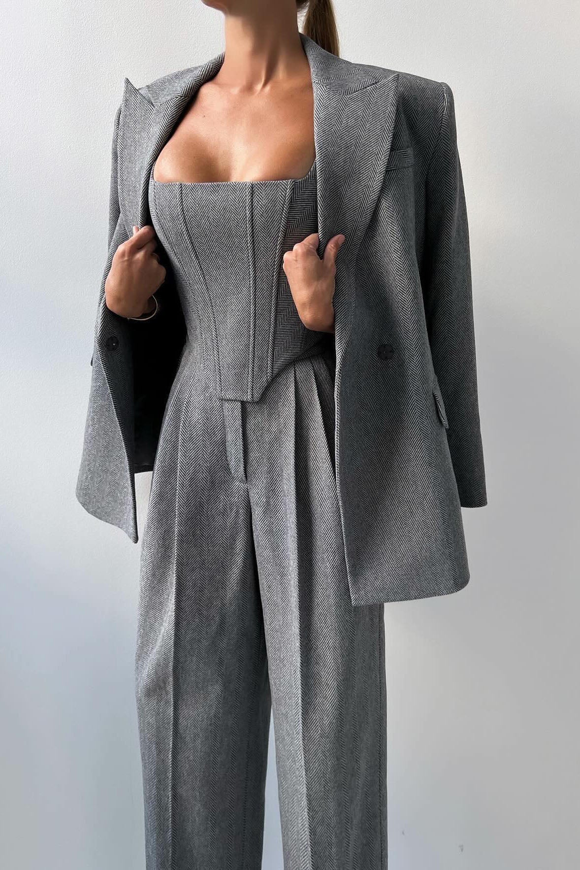 Modern Professional Belted Suit