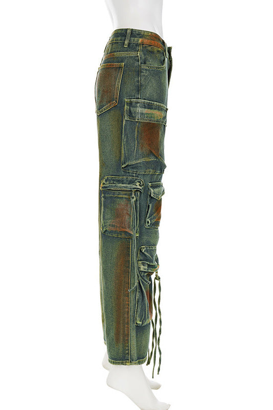 Trendy Contrast Denim Trousers