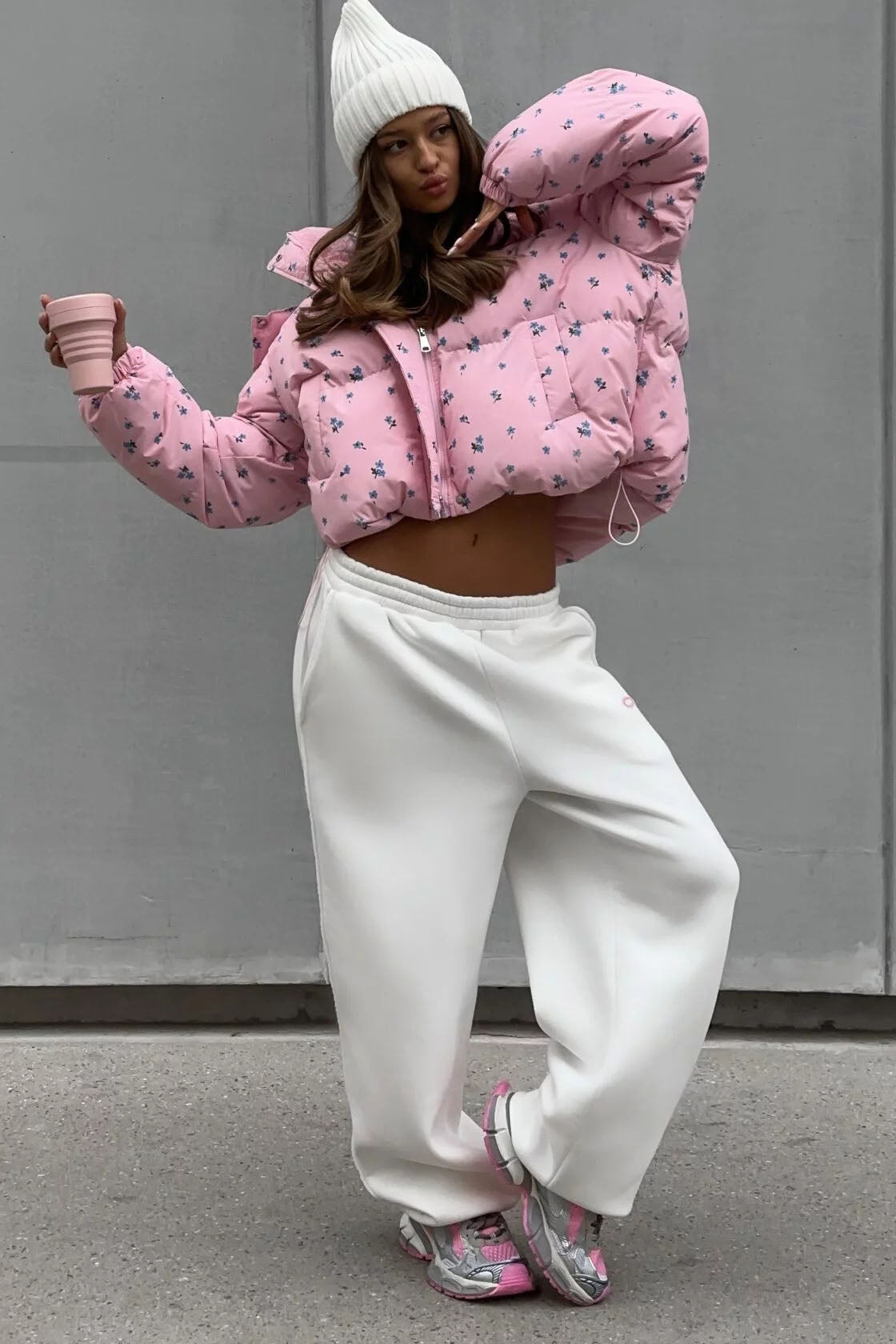 Flower Print Puffer Jacket
