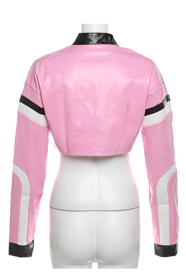 Modern Embroidered Biker Faux Leather Jacket